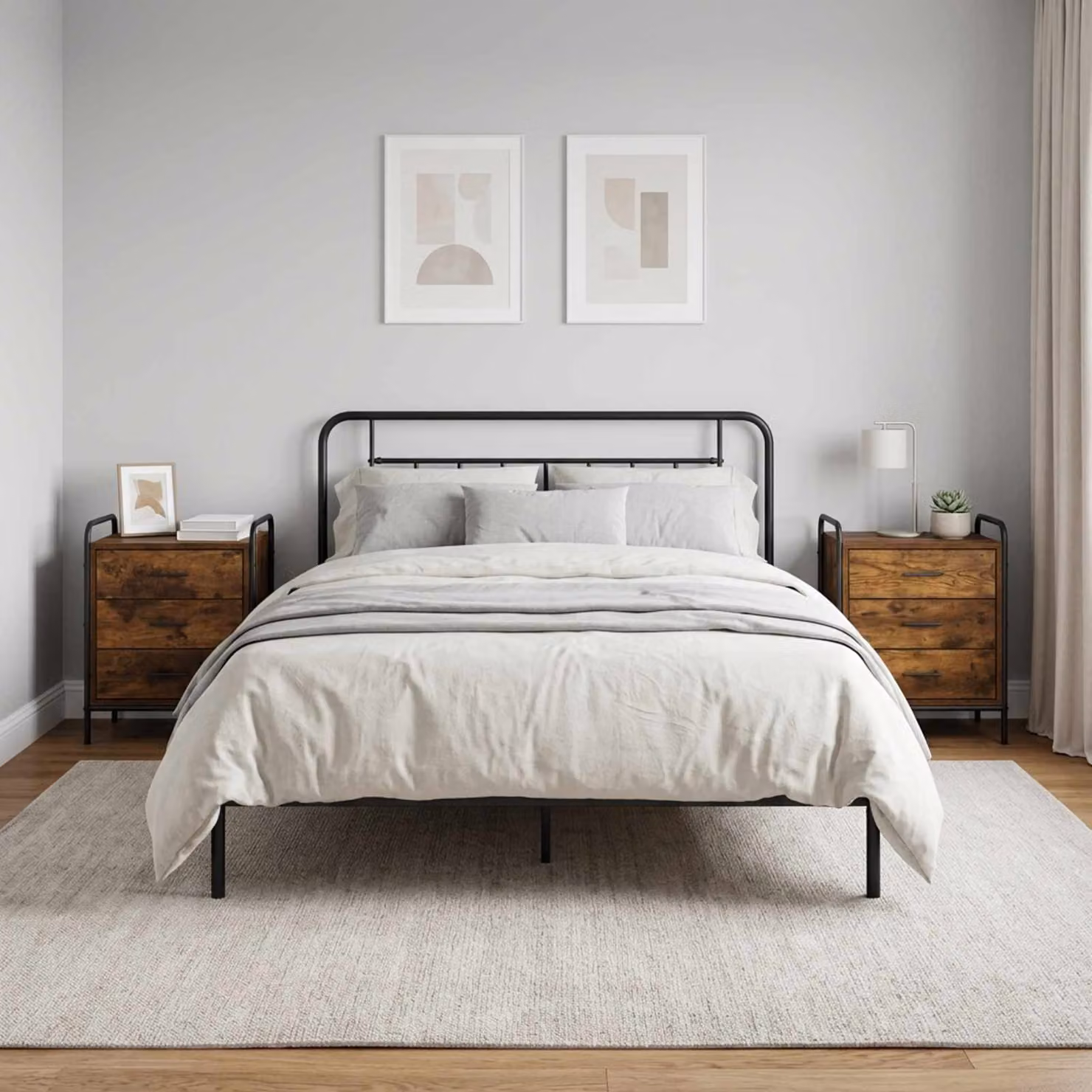 Set di 2 Armadi da Notte vidaXL in Rovere Fumo, Moderni e da Appendere alla Parete, L: 48 cm, P: 36,5 cm, H: 60 cm