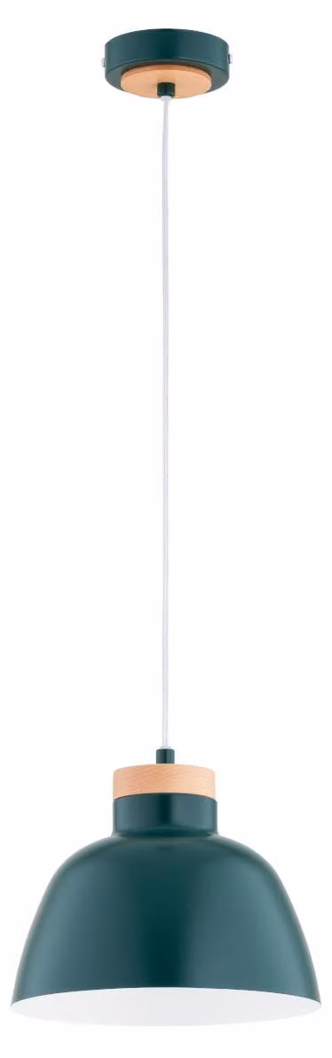 Lampada a sospensione LORIEN verde - legno chiaro 1xE27x15W metallo dim.: 90x23x23 cm IP20 Alfa