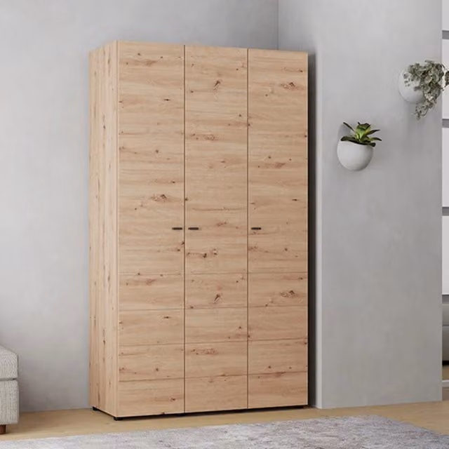 Armadio da camera da letto DMORA con ante a battente, moderno, colore marrone rovere, L: 117 cm, P: 52 cm, H: 208 cm – 1