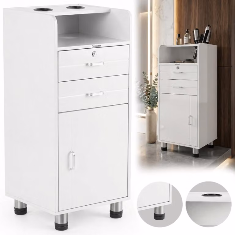 Assistente cosmetico parrucchiere per salone, carrello universale con cassetto su ruote.