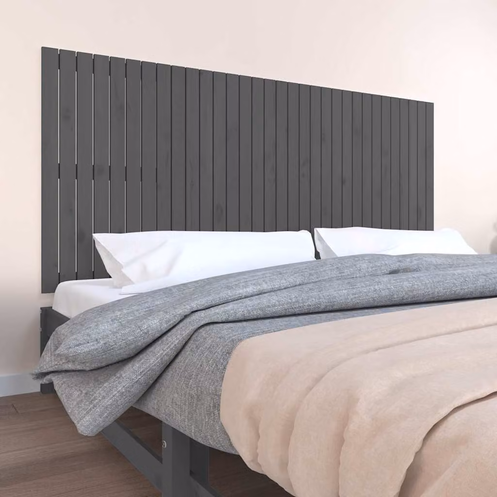 Testiera da parete vidaXL in legno massello di pino grigio L: 204 cm, H: 90 cm, P: 3 cm