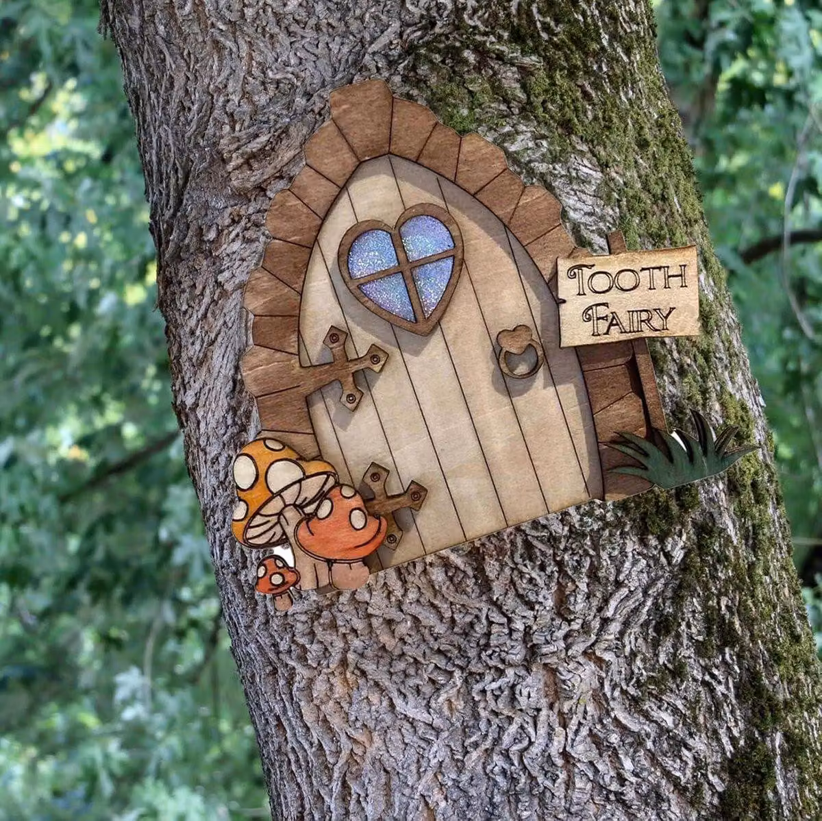 Piccole porte e finestre per alberi, ornamenti da giardino a tema fatine