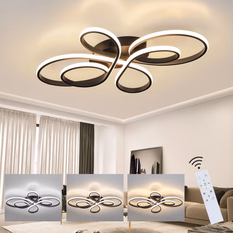 ZMH LED Lampada da soffitto nera Dimmerabile con telecomando 90W 100CM Moderna lampada creativa per soggiorno camera da letto sala da pranzo ufficio cucina