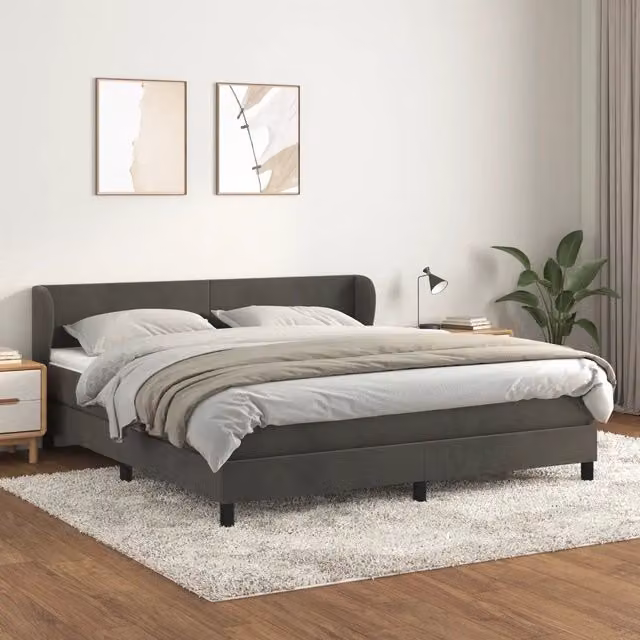 Giroletto a Molle con Materasso Grigio Scuro 180x200 cm Velluto 3127386