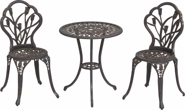 Set da Giardino 3 Pezzi con 2 Sedie e Tavolo Rotondo Esterno ¨C Xylo ¨C Bronzo
