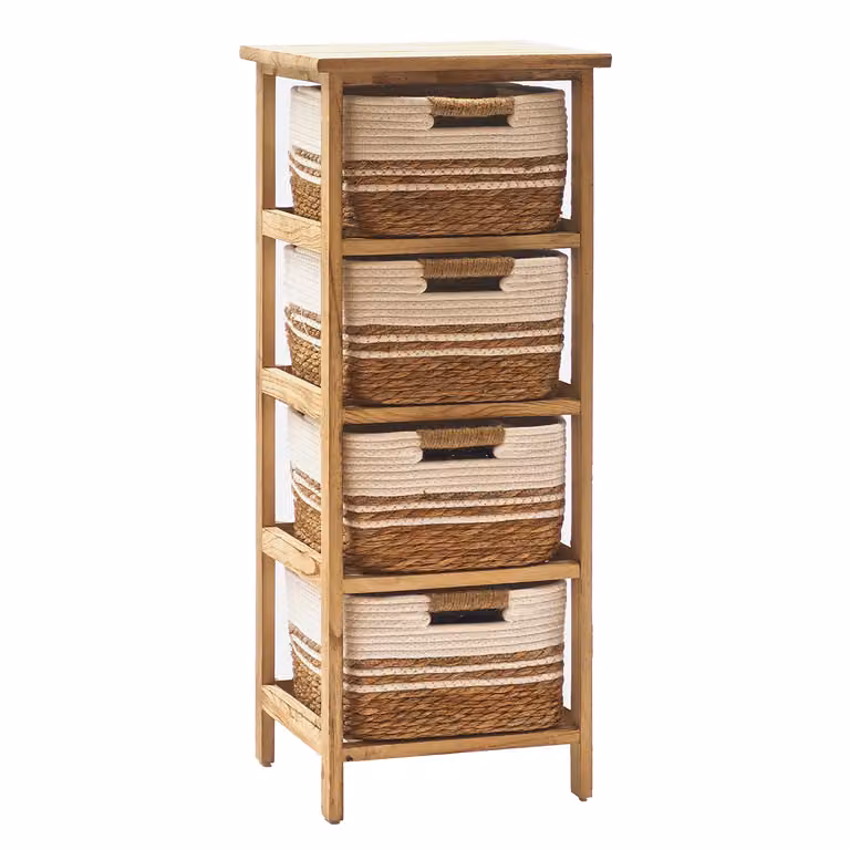 Cassettiera Multiuso VESTIAMO CASA Linea Woodhandy con 4 Cassetti, Colore Marrone, H 83 x L 33 x P 31 cm
