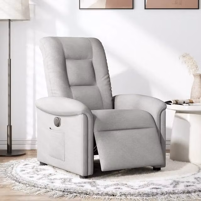 Poltrona Elettrica Reclinabile-Divano Sedia Grigio Nuvola in Tessuto 317599
