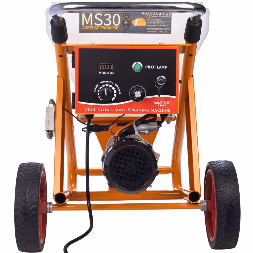 Agitatore per intonaco Rosfix MaxStream30 arancione con motore da 3000W e portata 16L/Min e serbatoio da 50L – 2