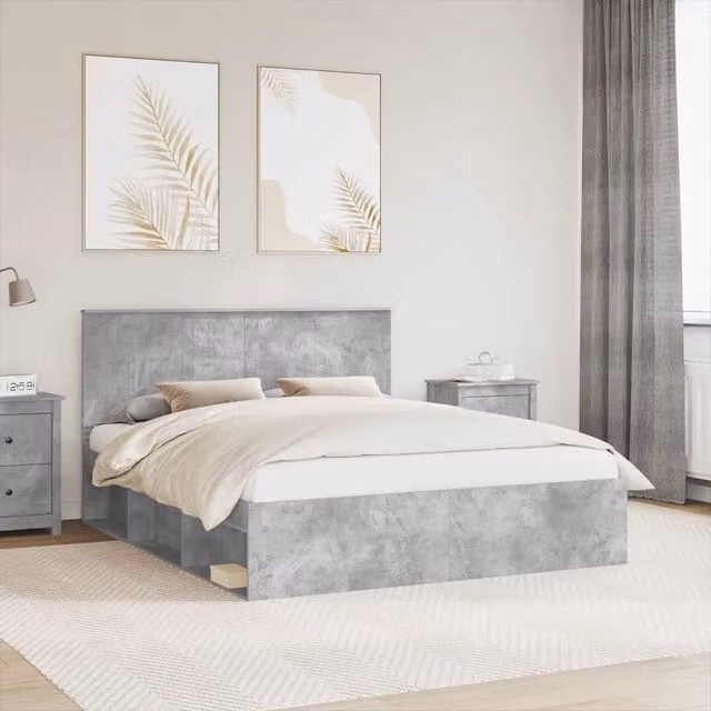 Struttura del letto Grigio Cemento 160 x 200 cm Pino massello 3410986