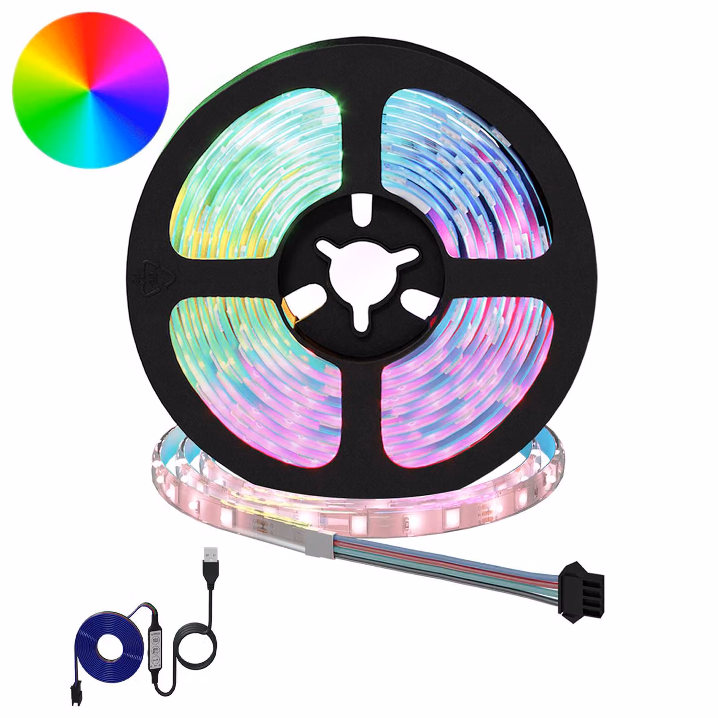 Set di 2 strisce LED RGB vidaXL multicolore con connessione USB, nero e trasparente