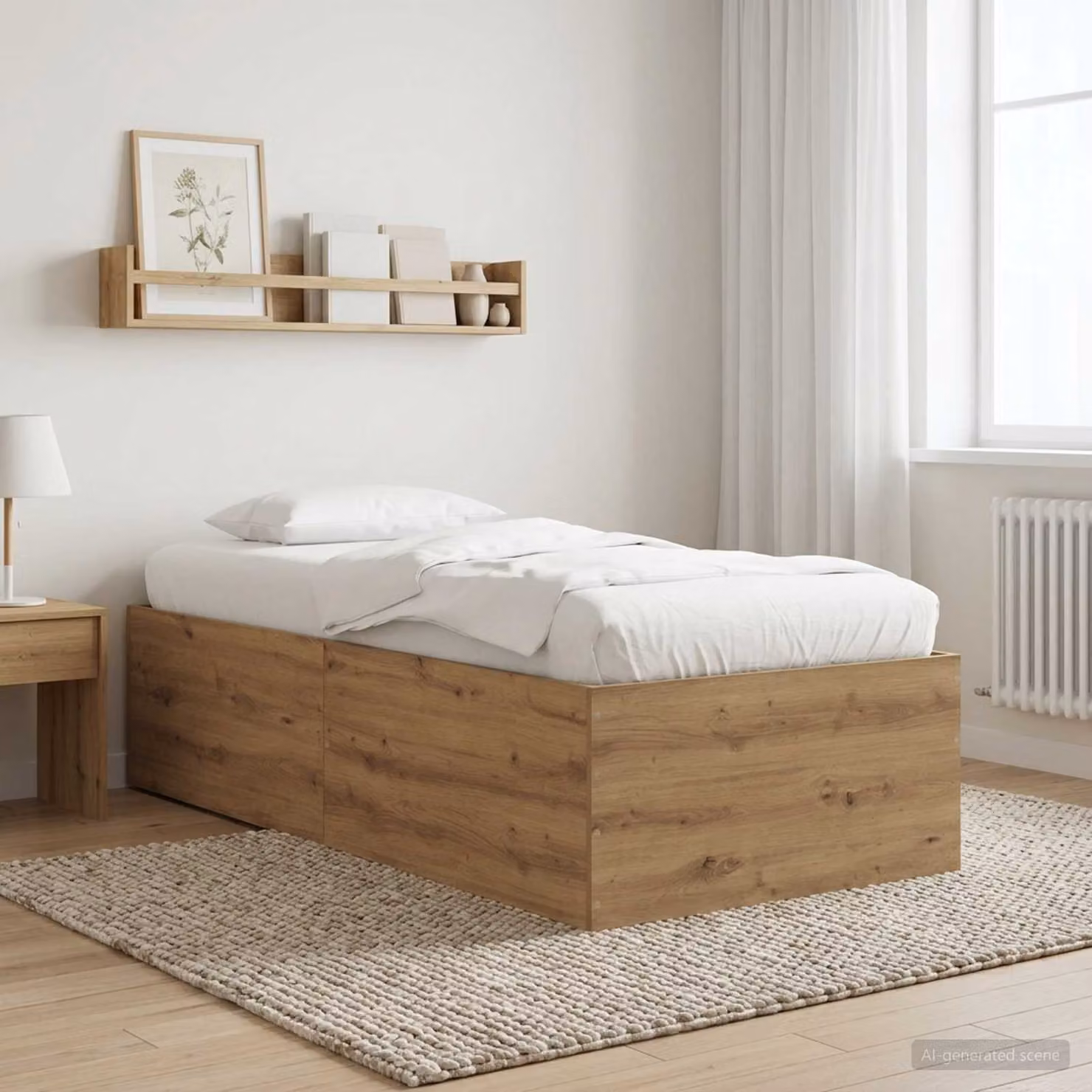 Struttura letto moderno vidaXL in legno color rovere con doghe fisse L 80 cm x P 200 cm