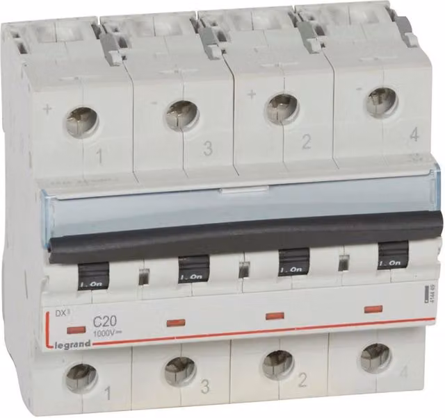 Interruttore magnetotermico Legrand 2P 20A 1000VDC bianco