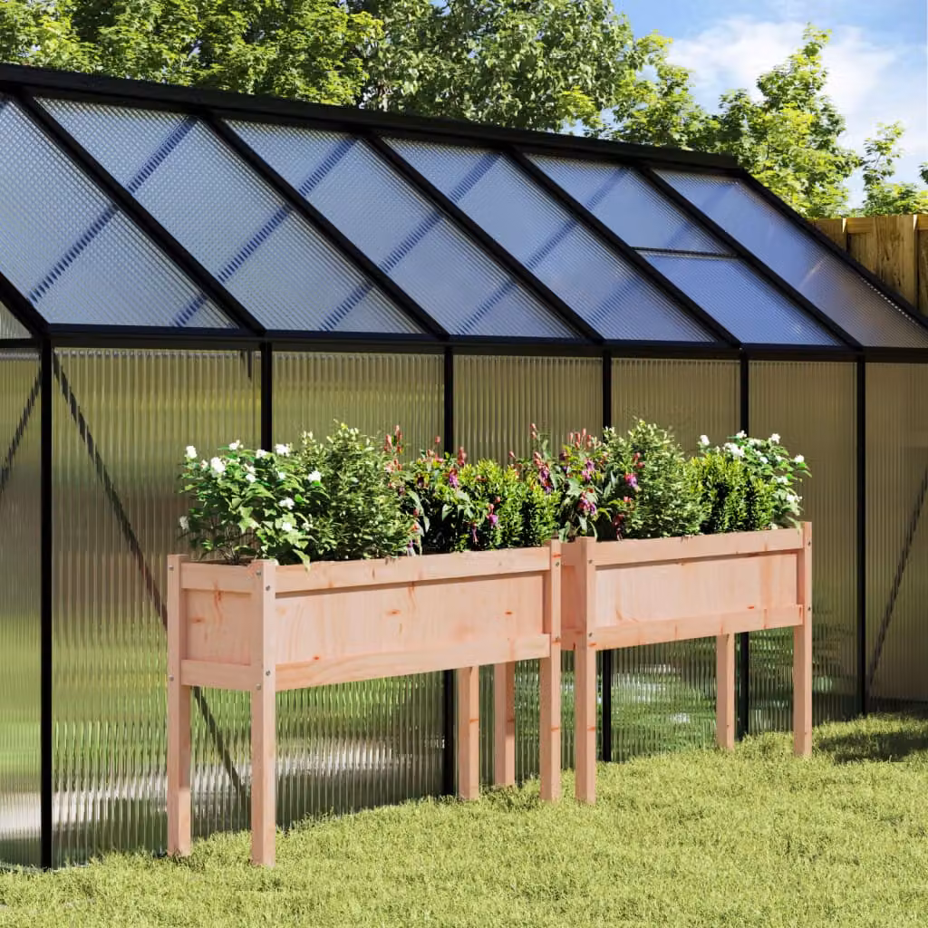 Set di 2 fioriere rialzate da giardino vidaXL in legno di Douglas marrone – 1
