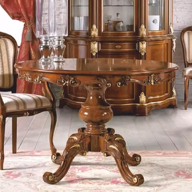 Casa Padrino - Tavolo da pranzo barocco marrone/oro 100-140 cm - Italy