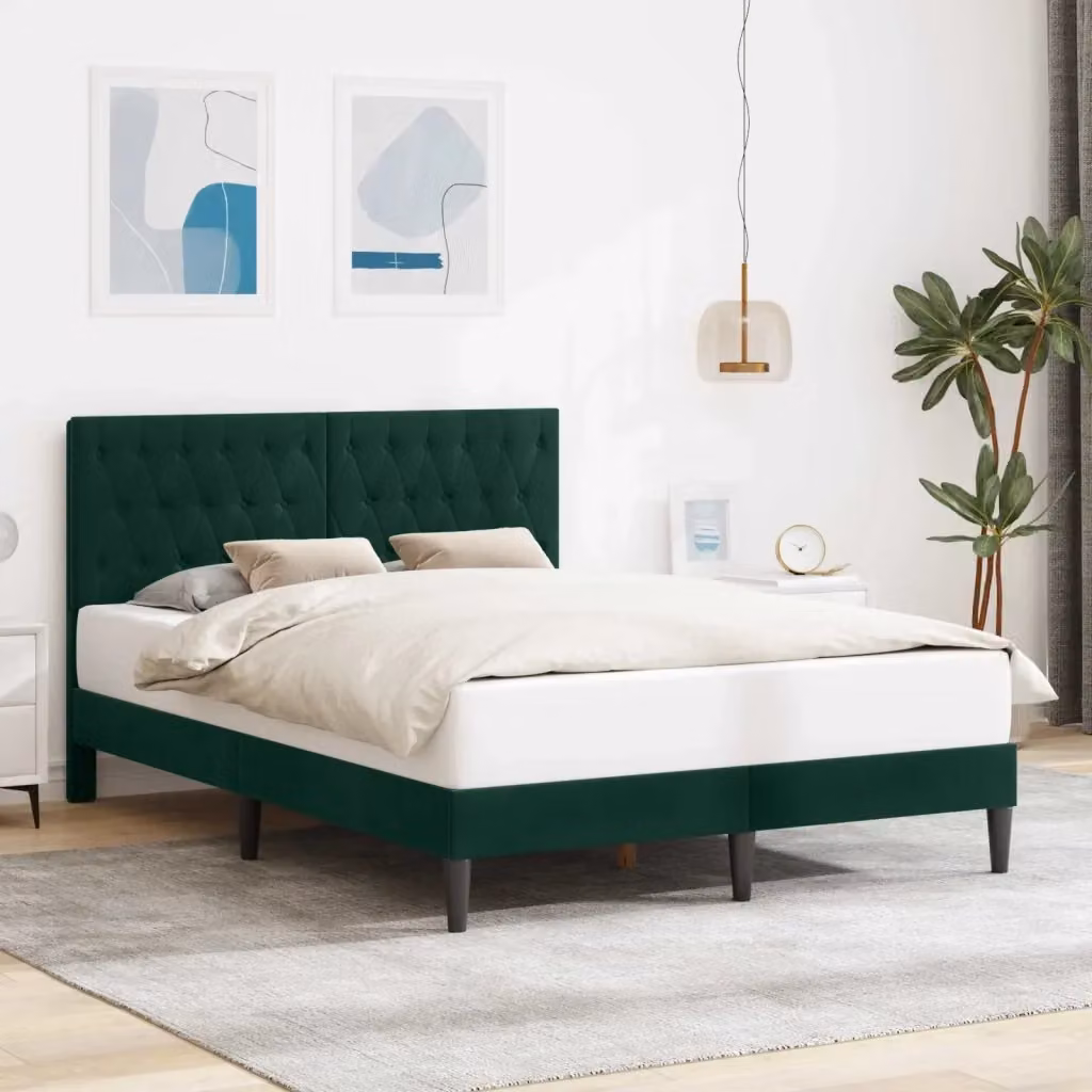 Letto matrimoniale moderno DESIGN IN in velluto verde con struttura imbottita L/P/H: 120 x 200 cm – 2