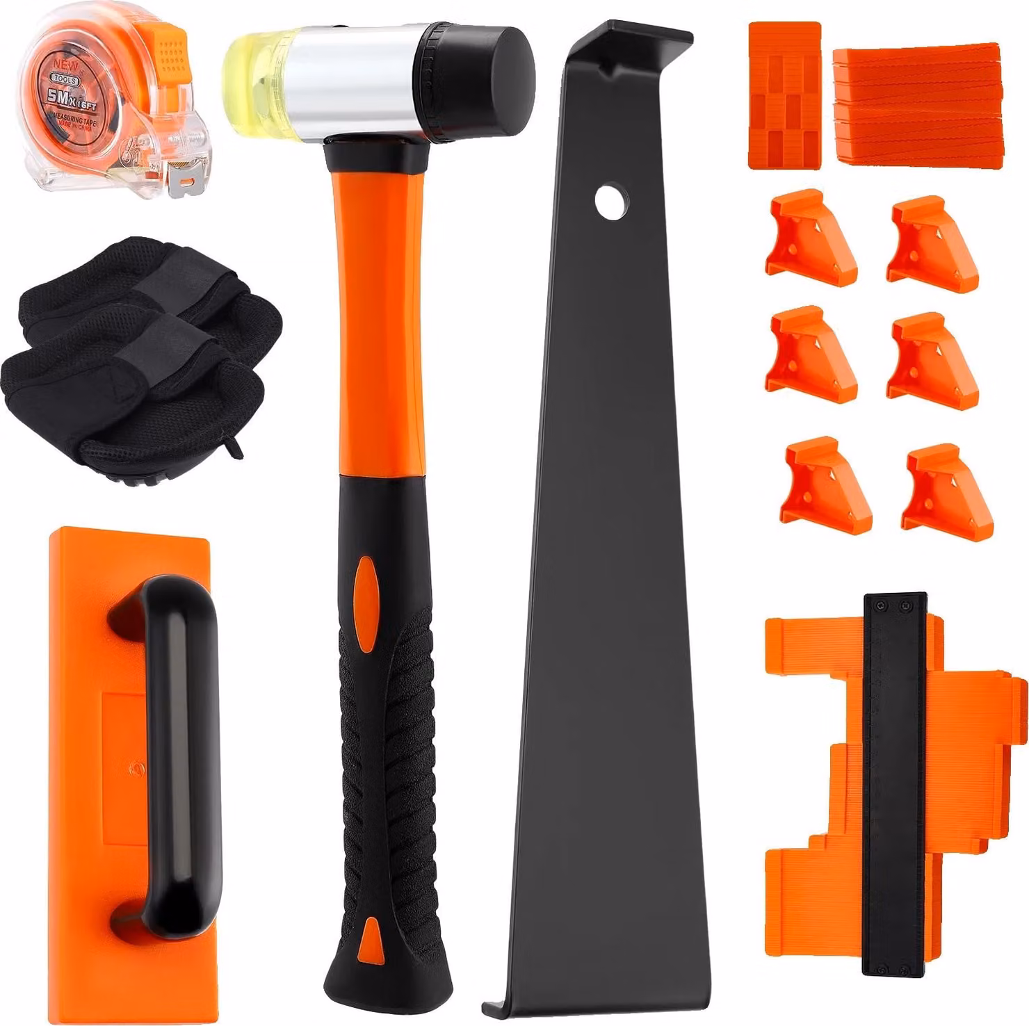 Set per installazione a pavimento, set da 107 pezzi, collezione completa di utensili, arancione