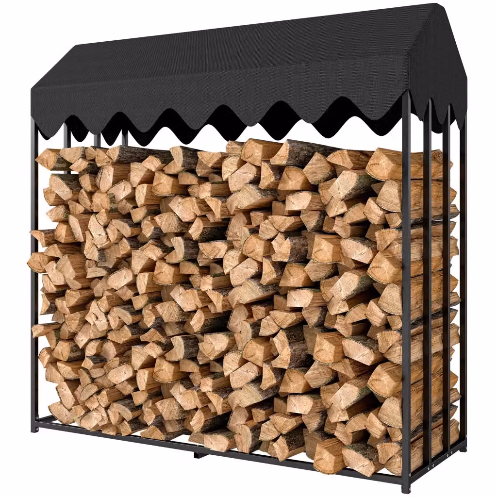 Portalegna da esterno XYLO con copertura in acciaio nero H: 185 cm, L: 186 cm, P: 70 cm – 2