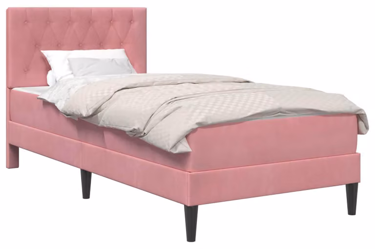 Struttura letto con materasso Rosa 100 x 200 cm Velluto