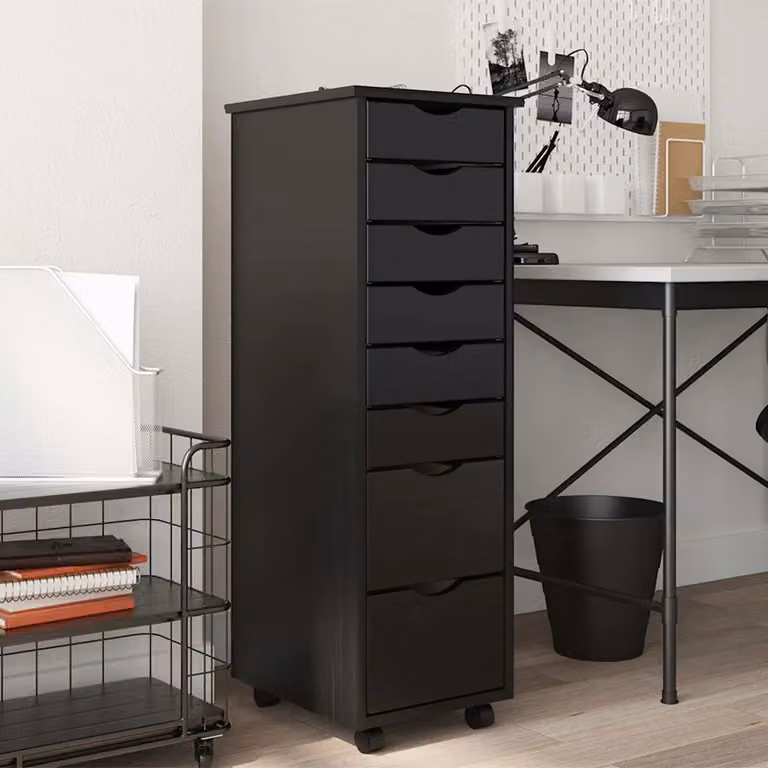 vidaXL Armadietto Rotante con Cassetti MOSS Nero Legno Massello Pino