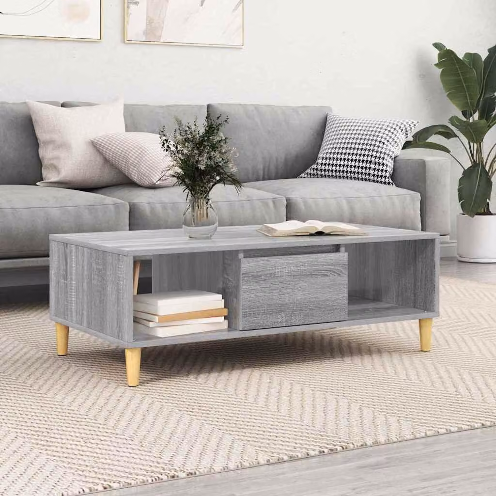 Maison Exclusive - Tavolino Sonoma grigio, dimensioni 102 x 55 x 35 cm, realizzato in legno composito