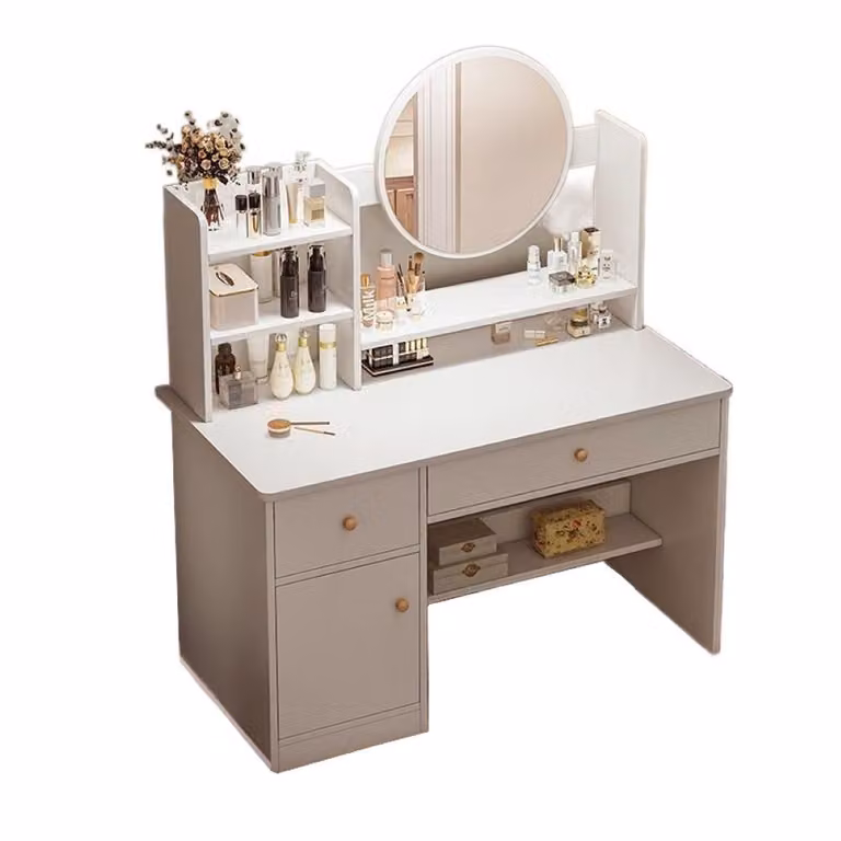 Toilette con specchio e cassetti bianca glamour 100 cm