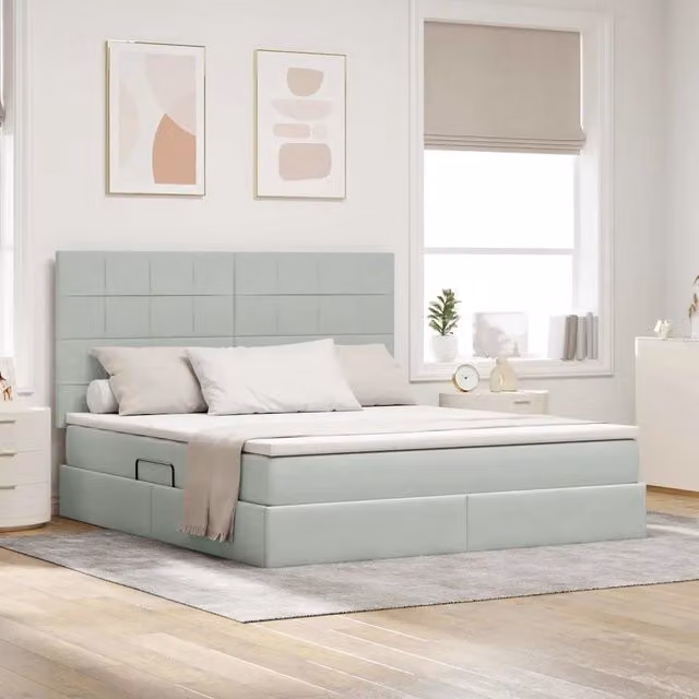 Letto con contenitore e materasso Grigio chiaro 180 x 200 cm 3372045