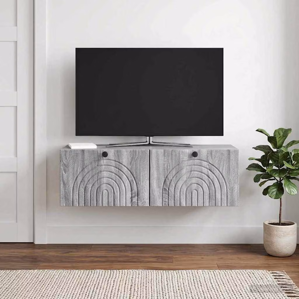 vidaXL Mobile Porta TV da Muro Grigio Moderno L: 98 cm, P: 31 cm, H: 30 cm