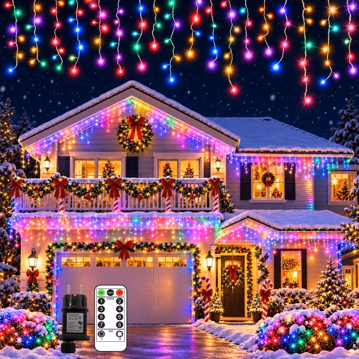 Catena luminosa da 20 metri, con 560 LED colorati, timer, dimmerabile, grado di protezione IP45