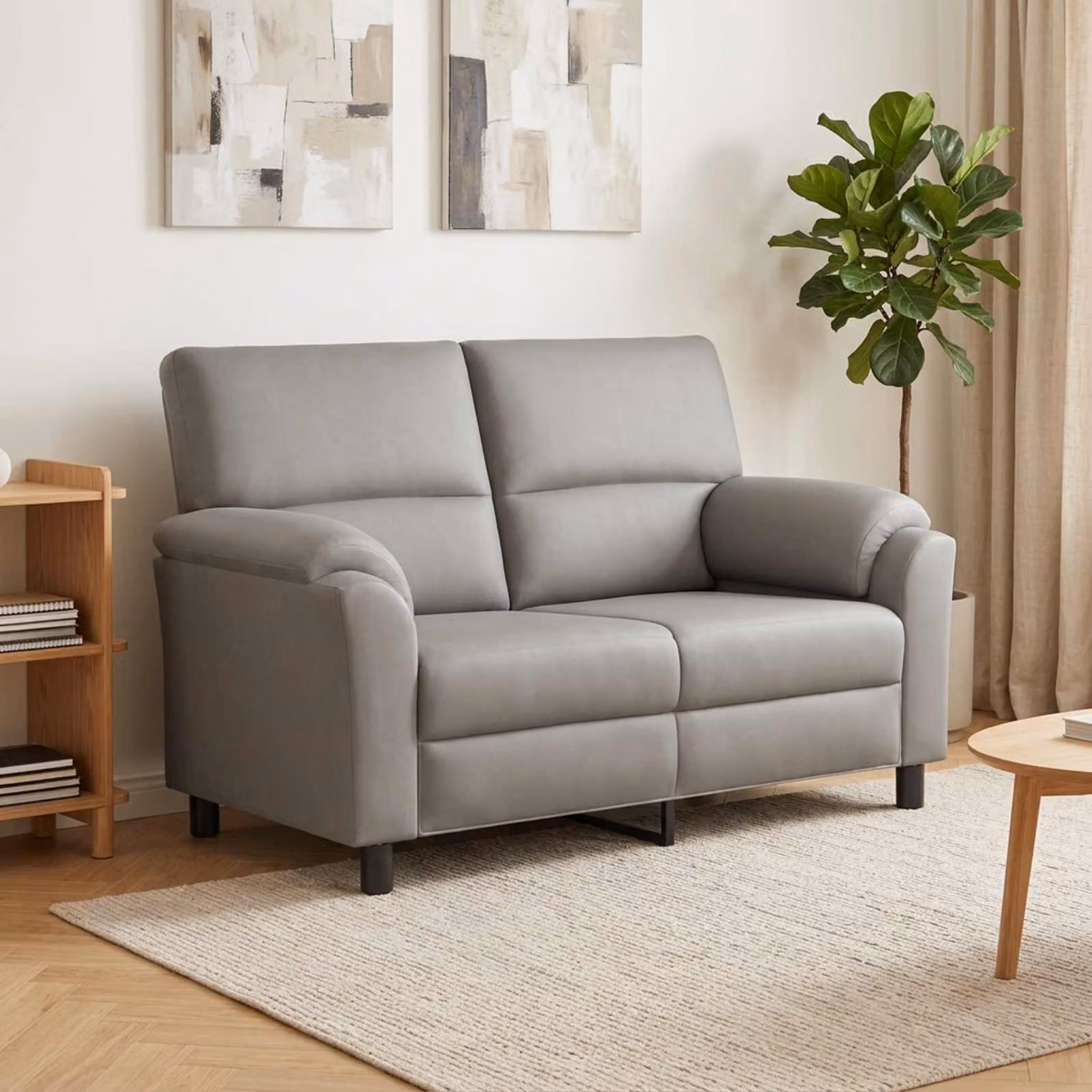 Divano moderno vidaXL in velluto grigio con struttura in metallo L: 154 cm, P: 85 cm, H: 93 cm