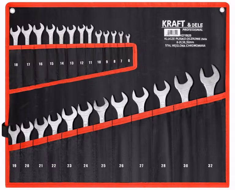 KRAFT&DELE | Set di chiavi a forchetta, 25 pezzi, SW 6 - 32 mm, custodia in Tetron, chiave a forchetta