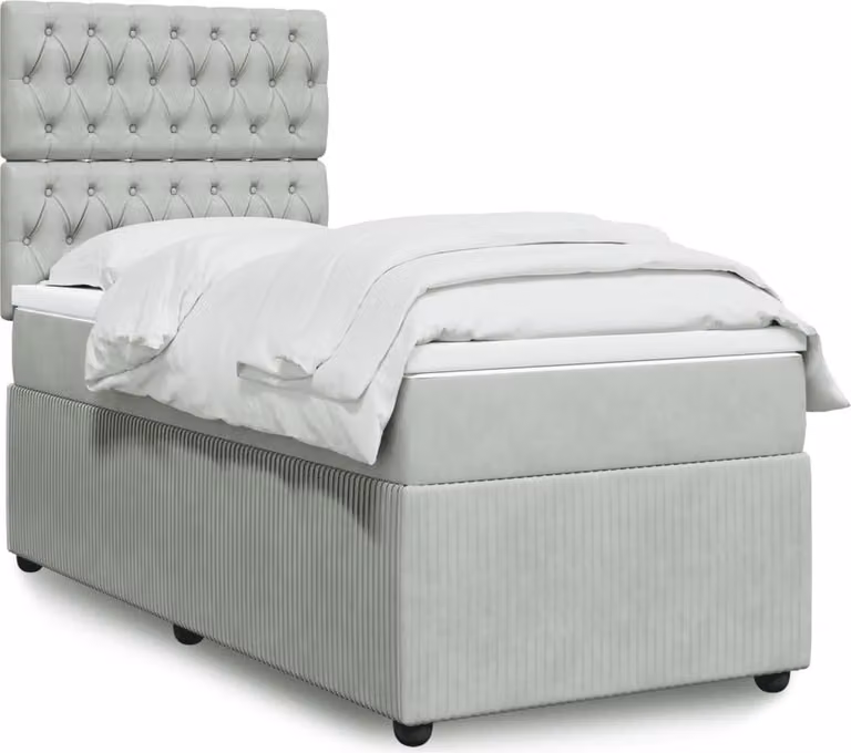 Maison Exclusive - Giroletto a Molle con Materasso Grigio Chiaro 80x200 cm Velluto