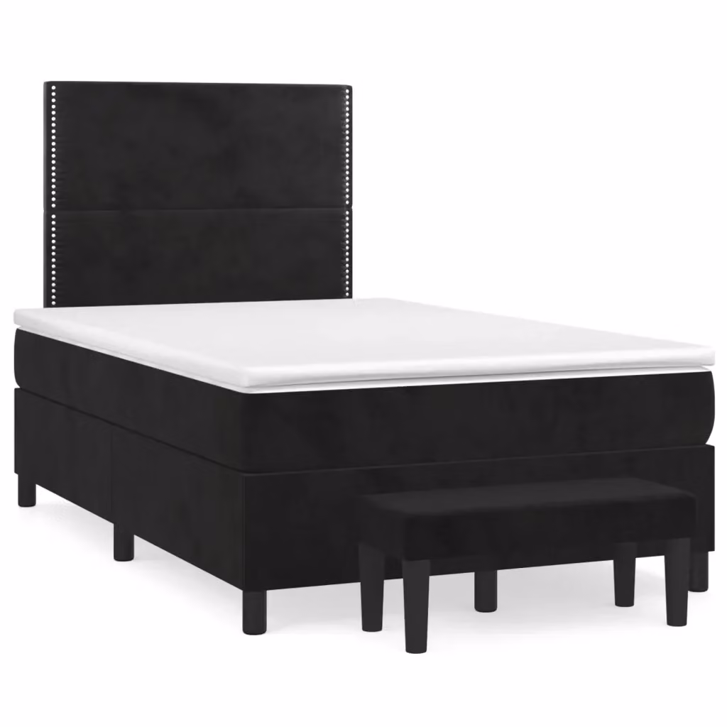 Letto Ibrido vidaXL con Giroletto a Molle e Materasso in Velluto Nero, L/P/H: 120 x 200 x 37 cm – 2