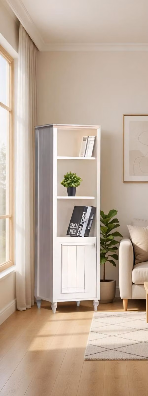 Libreria elegante con vano chiuso, ideale per libri e oggetti personali