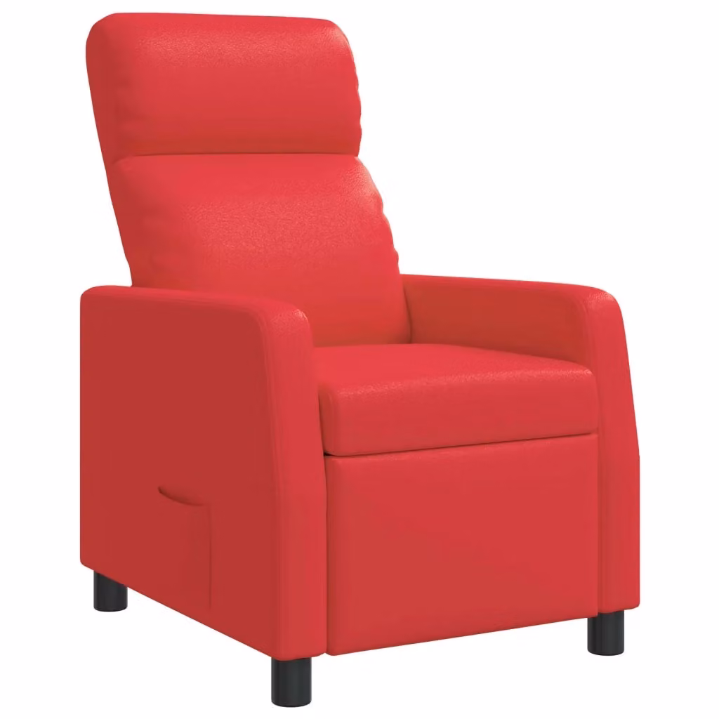 Poltrona reclinabile relax in similpelle rossa con braccioli per soggiorno – 2