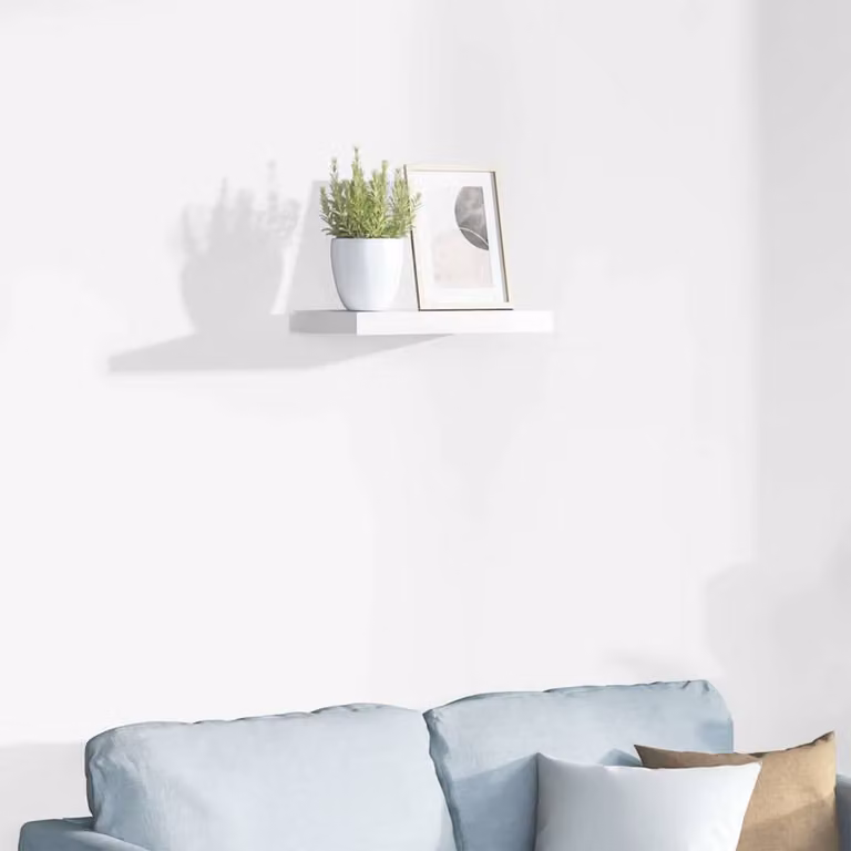 Scaffale a parete vidaXL Bianco Lucido in MDF e Metallo L: 40 cm, P: 23,5 cm, H: 3,8 cm
