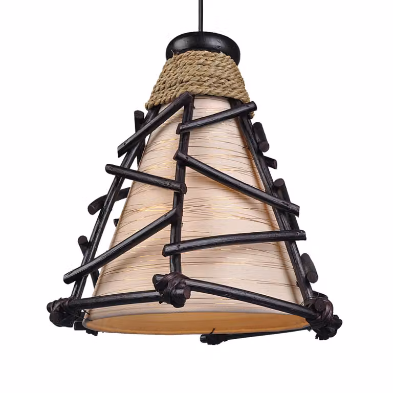 Woru Lampada a sospensione ROMY, dimmerabile, Legno scuro, Soggiorno / Sala da pranzo, Tessuto / Stoffa / Seta, Design, Lampada a sospensione