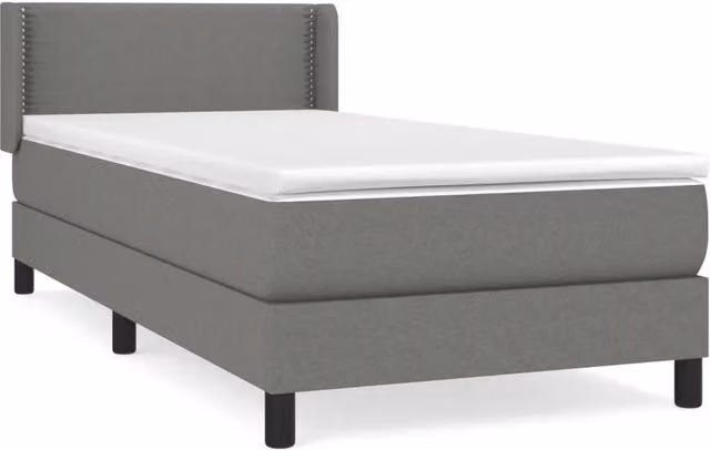 Letto singolo | Letto per adulti | Giroletto a Molle con Materasso Grigio Scuro 90x200 cm Tessuto