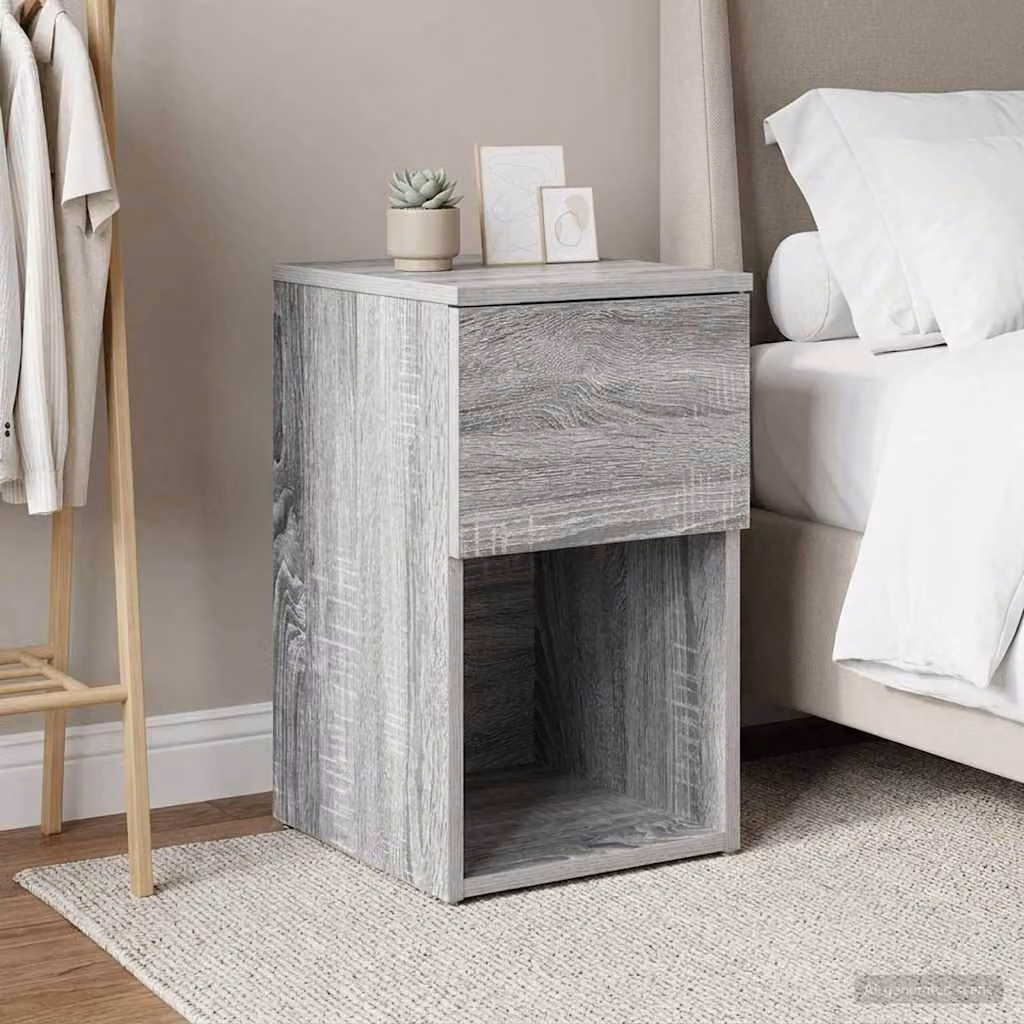 Armadietto per letto vidaXL in stile moderno, colore grigio, L 29 cm x P 31,5 cm x H 49 cm