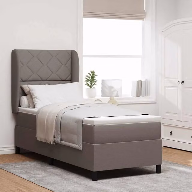 Letto a molle con testiera Talpa vidaXL in tessuto beige o grigio L 80 x P 200 cm – 1