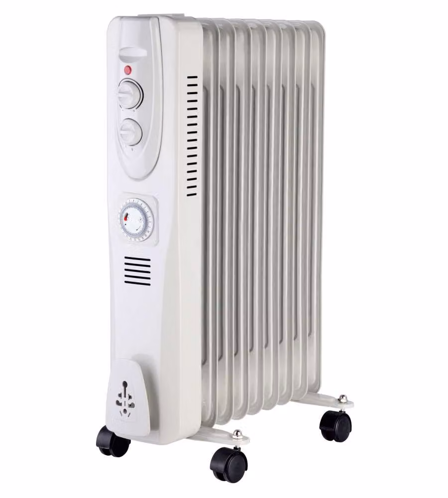 Radiatore a Olio CFadda Beige 2000W con Timer e Termostato in Metallo con Ruote