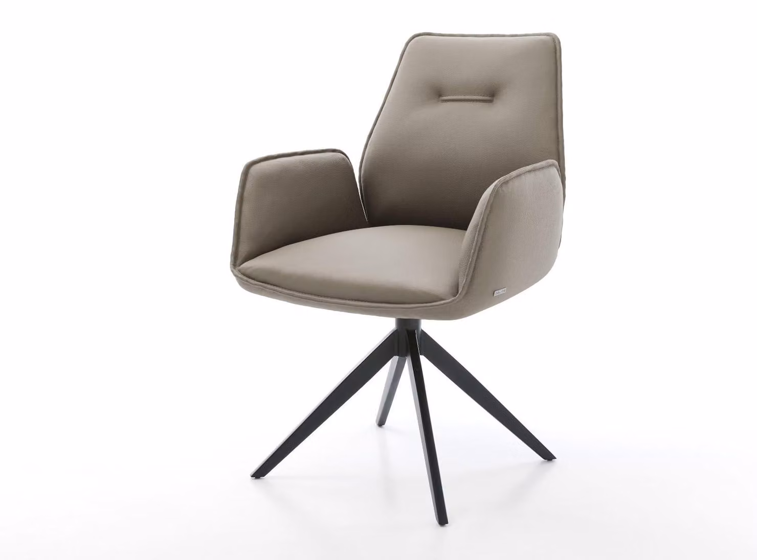 DELIFE Sedia girevole Zoa-Flex Vera pelle Marrone Sella Struttura a croce larga Nero Girevole a 360° Funzione oscillante Molle insacchettate