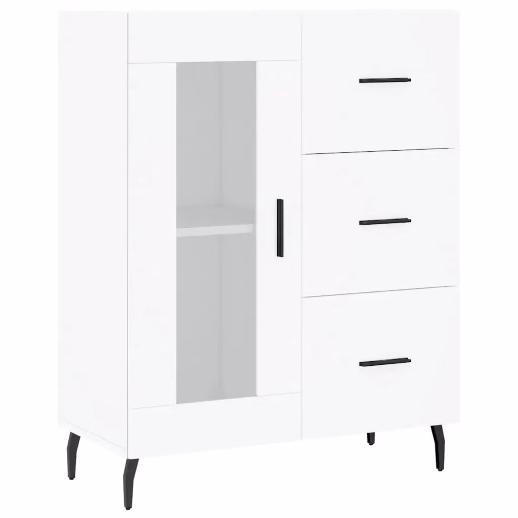 Credenza bianca vidaXL da appendere al muro in legno e metallo L: 69,5 cm, P: 34 cm, H: 90 cm – 2