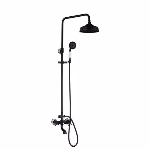 BATTERIA doccia KRAN retro ottone LAMEA nero LAUFERI