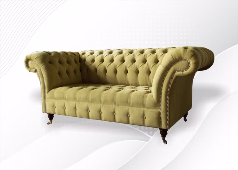 Sofa 2Sitzer Couch Polster Sofas Chesterfield Wohnzimmer Design Textil Stoff