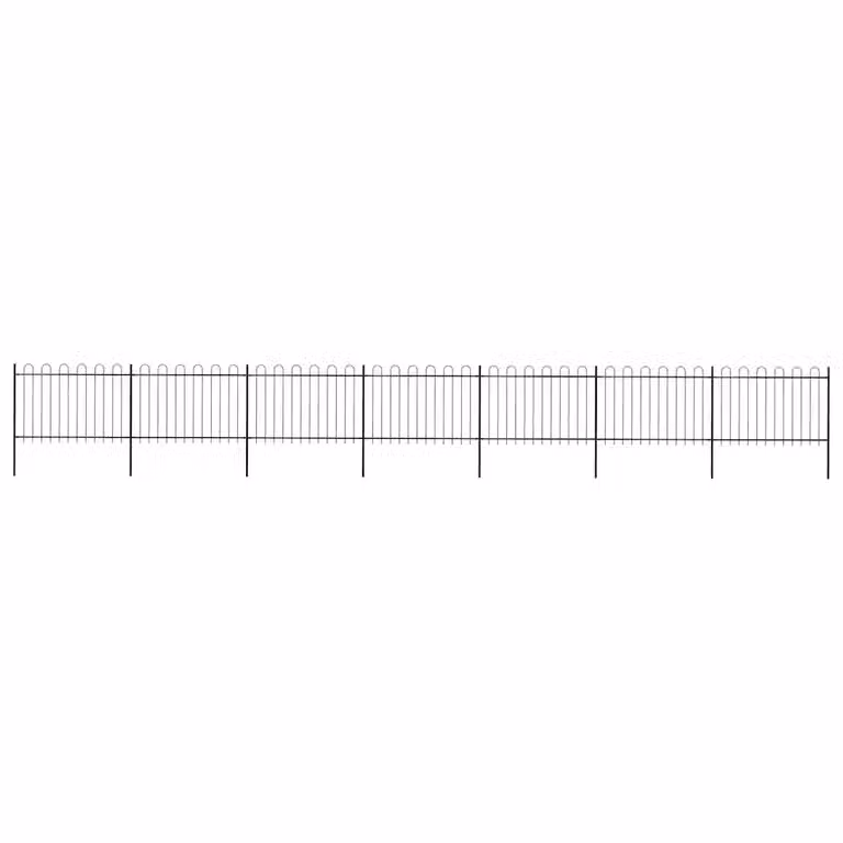 Recinzione da giardino vidaXL in acciaio con parte superiore ad anello, colore nero, L: 1172 cm, H: 120 cm