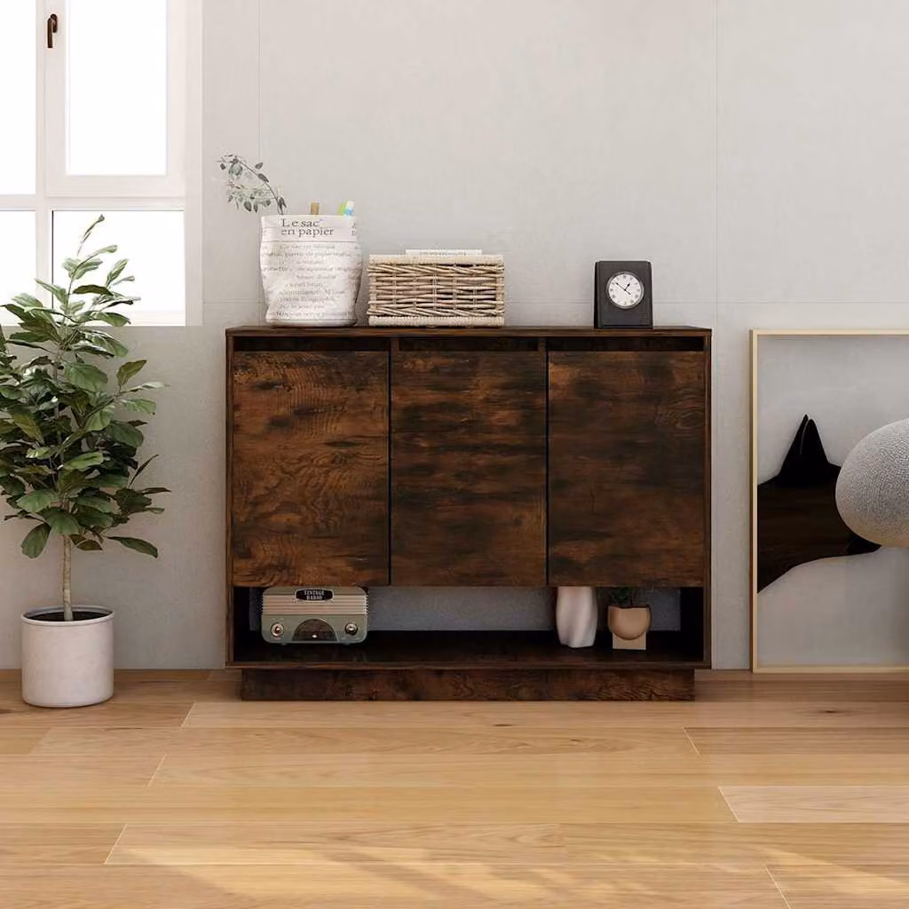 Credenza moderna vidaXL in rovere fumo color marrone, L 97 x P 31 x H 75 cm