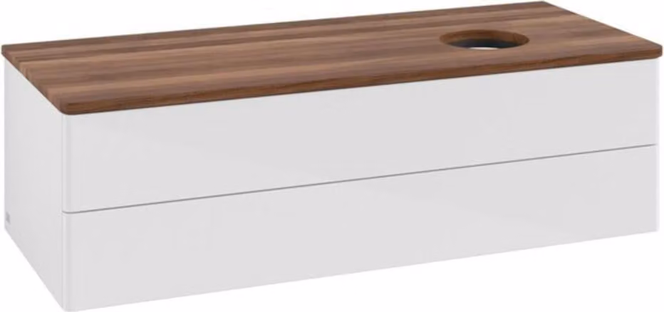 V&B Mobiletto senza struttura frontale, con illuminazione Antao 120x36x50cm, WBP w. wal, glo wh. Lac