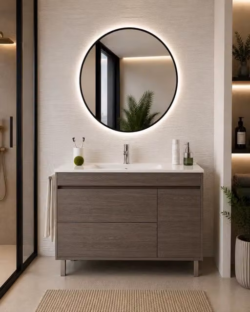 Mobile bagno con lavabo ORIGENBATH CAPRERA senza specchio 70x40 cm rovere smoky