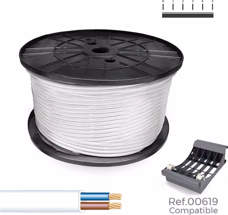 Guaina piatta h05vvh2-f 2 x 1,00 mm² bianco, 300 m. (fusto grande)