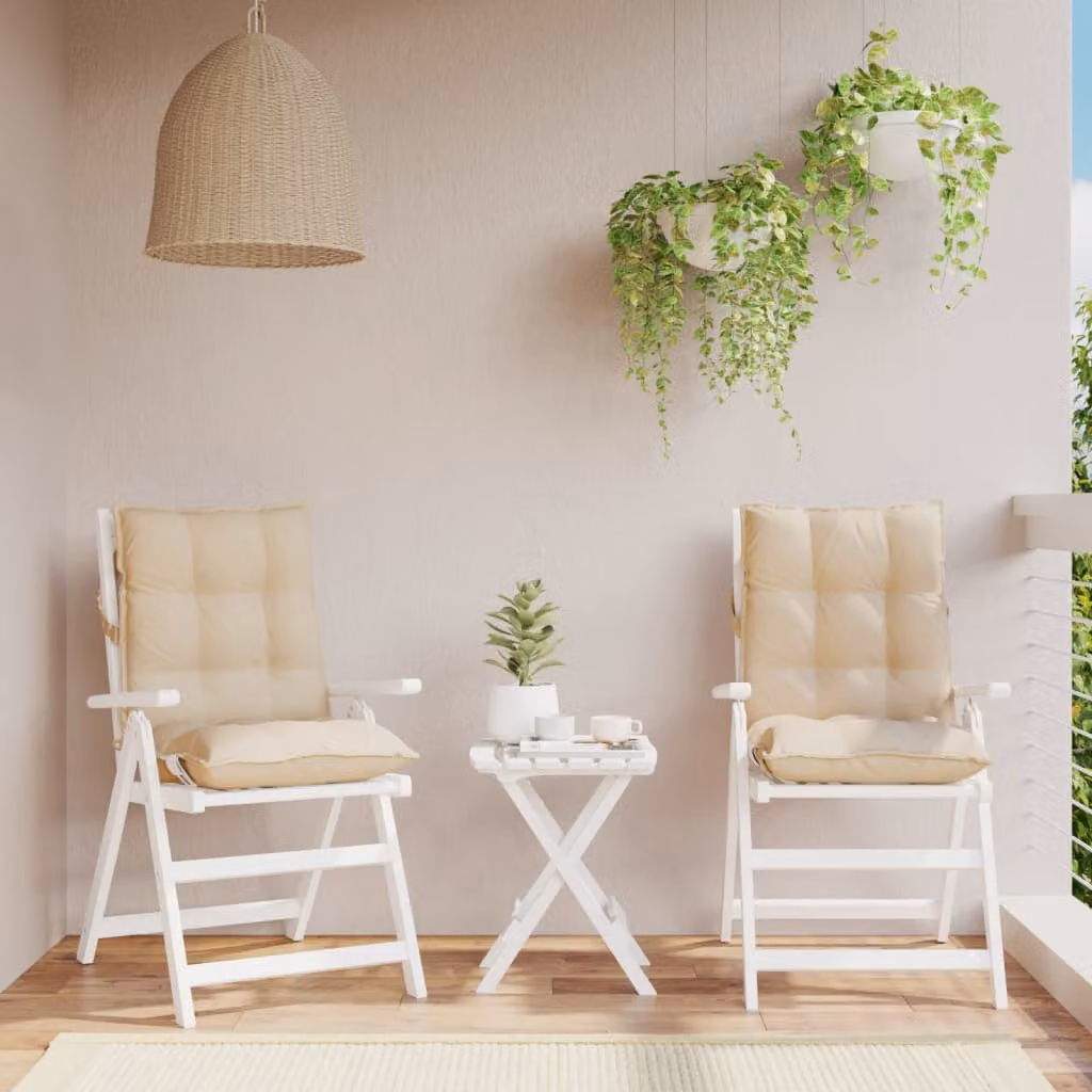Set di 2 cuscini per sedia con schienale basso vidaXL in tessuto Oxford beige, traspiranti e idrorepellenti